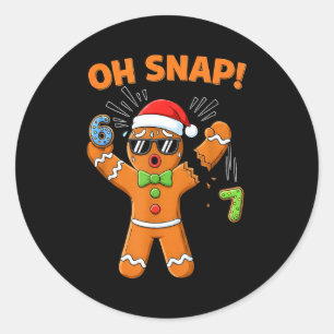Sticker Rond Drôle Oh Snap 67 Six Sept Mème Hommes en Pain d'Ép