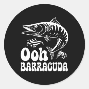 Sticker Rond Drôle Ohh Barracuda Pêche Pour Les Amateurs De Mus