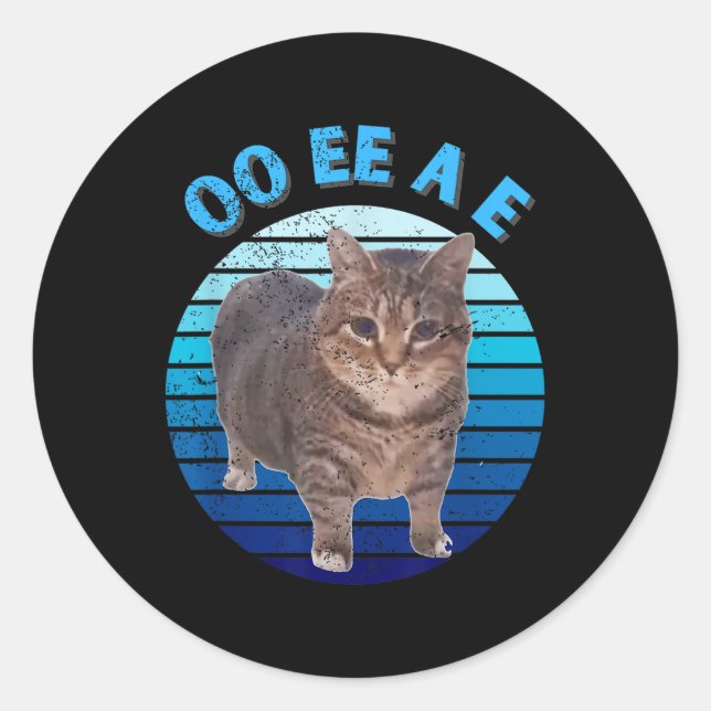 Sticker Rond Drôle Oiia Distressed Chat Frottant Chat Oi Oi Uia (Devant)