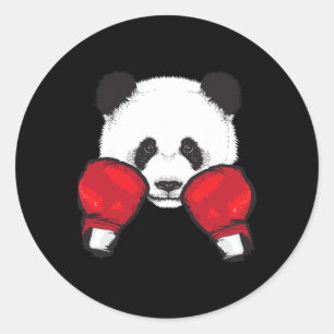 Sticker Rond Drôle Panda Boxer Cool Amoureux des animaux Gants 