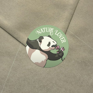 Sticker Rond Drôle Panda Nature Lover Cherry Blossom Dessin