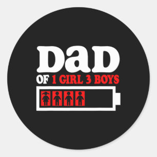 Sticker Rond Drôle Papa De 1 Fille 3 Garçons De Fils Fils Fille