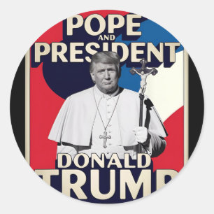 Sticker Rond Drôle Pape Et Président Donald Trump1
