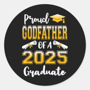 Sticker Rond Drôle Parrain Fier D'Un Cl De 2025 Diplômé