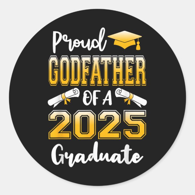 Sticker Rond Drôle Parrain Fier D'Un Cl De 2025 Diplômé (Devant)