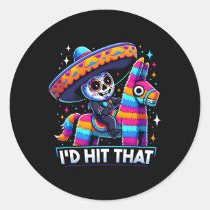 Sticker Rond Drôle Parti Mexicain Pinatas Je frappais ce Cinco