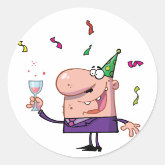 Sticker Rond Drôle Party Animal Cartoon Man