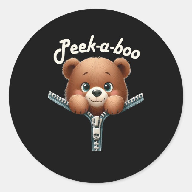 Sticker Rond Drôle - Peekabo - Ours (Devant)