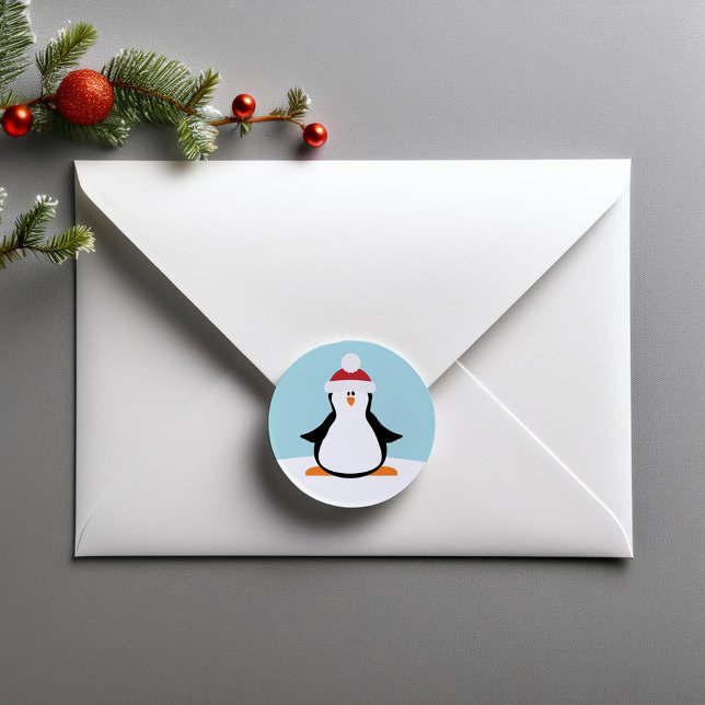 Sticker Rond Drôle Penguin de Noël (Créateur téléchargé)