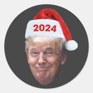 Sticker Rond Drôle Père Noël Trump 2024 Noël Trump Lovers C
