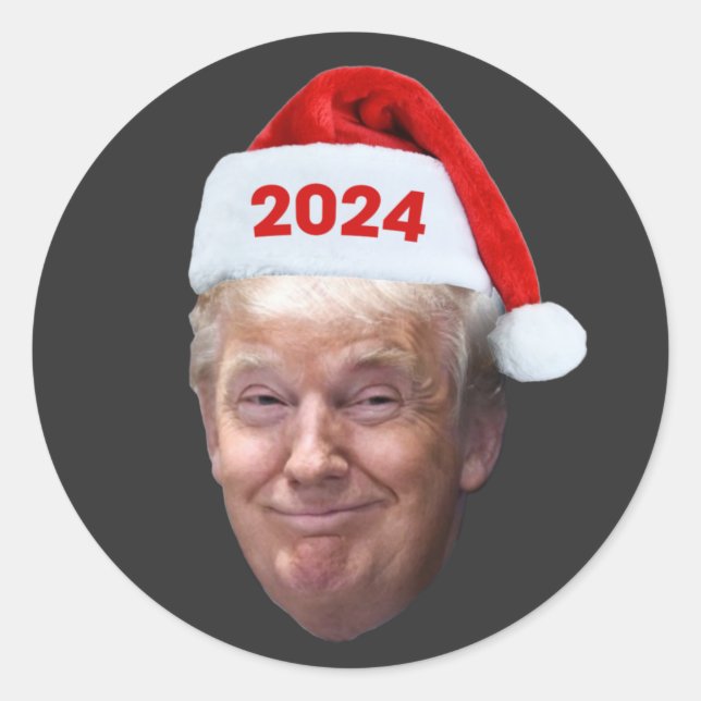 Sticker Rond Drôle Père Noël Trump 2024 Noël Trump Lovers Cadea (Devant)