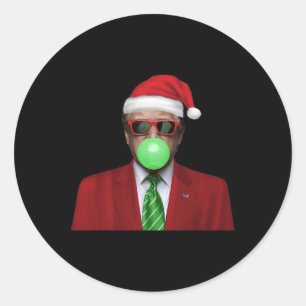 Sticker Rond Drôle Père Noël Trump Bubble Gum Rendre Noël Super