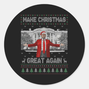 Sticker Rond Drôle Père Noël Trump Rendre sa grandeur à Noël