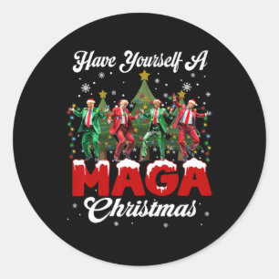 Sticker Rond Drôle Père Noël Trump se font un joyeux M.a.g.a Ch