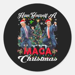 Sticker Rond Drôle Père Noël Trump S'Est Joyeux Noël