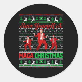 Sticker Rond Drôle Père Noël Trump S'Est Joyeux Noël