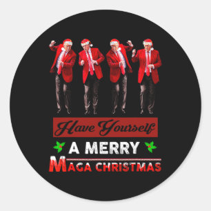Sticker Rond Drôle Père Noël Trump Vous Avoir Un Merry Mega Chr