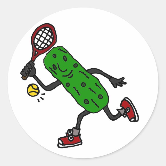 Sticker Rond Drôle Pickle Jouer Art Tennis (Devant)