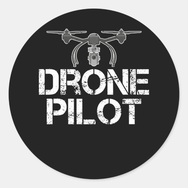 Sticker Rond Drôle pilote de drone pour le drone (Devant)