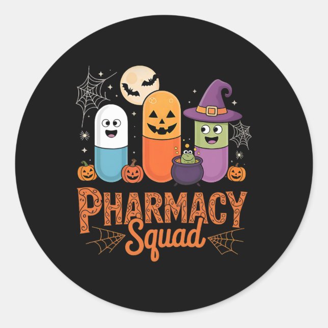 Sticker Rond Drôle pilules Pharmacienne Pharmacienne Squad Cute (Devant)