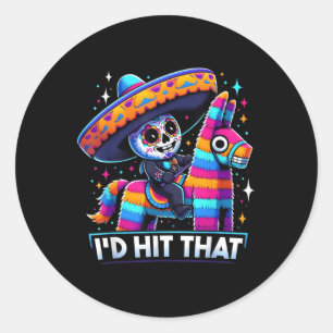 Sticker Rond Drôle Pinatas Du Parti Mexicain J'Ai Touché Ce Cin