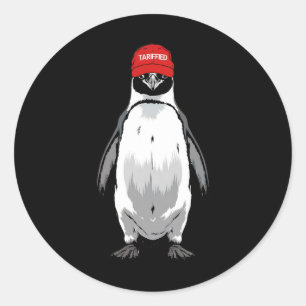 Sticker Rond Drôle Pingouin Tarriéré Anti Trump Tarrif
