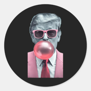 Sticker Rond Drôle Pink Trump bulle Gum Yum Tee