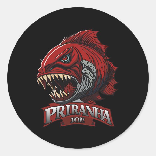 Sticker Rond Drôle Piranha-joe Lover Cadeaux parfaits Vêtements (Devant)