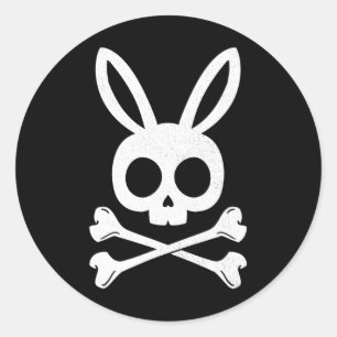 Sticker Rond Drôle Pirate de Pâques Jolly roger lapin Crâne lap