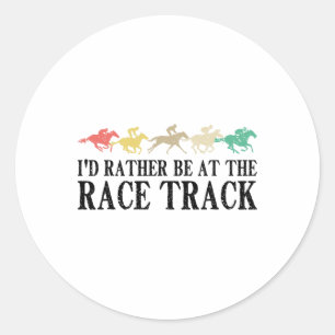 Sticker Rond Drôle Piste Cheval Course Cadeau Cadeau Hommes Fem