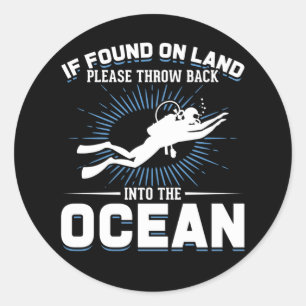 Sticker Rond Drôle Plaisir Plongée Plongée sous-marine