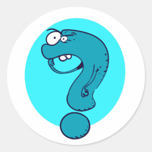 Sticker Rond drôle point d'interrogation dessin animé