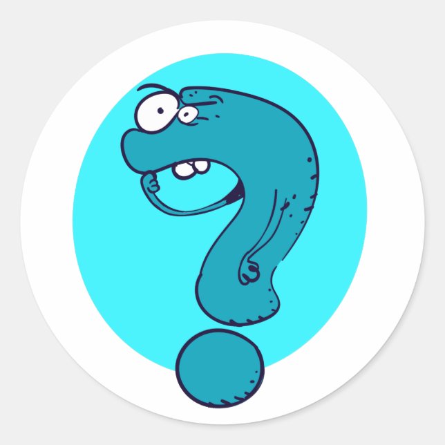 Sticker Rond drôle point d'interrogation dessin animé (Devant)