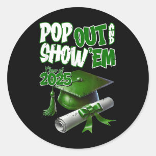 Sticker Rond Drôle Pop Out Et Montre Em Senior Cl De 2025 Gradu