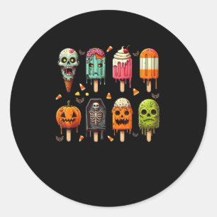 Sticker Rond Drôle Popsicle été Horreur Halloween IceCream Su
