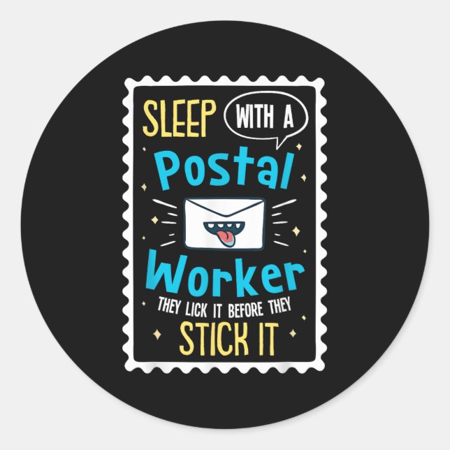 Sticker Rond Drôle Postal Worker dit - Mailman Postman Posta (Devant)