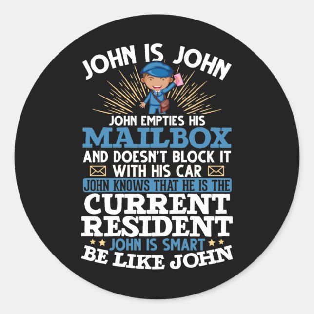 Sticker Rond Drôle Postman Mailman Postal Worker (Devant)