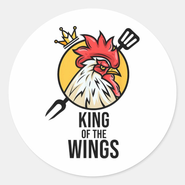Sticker Rond Drôle poulet Roi ailes Fans Bbq Drumstick Don F (Devant)