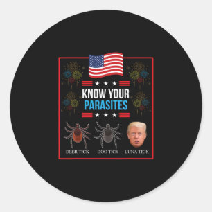 Sticker Rond Drôle Président Donald Trump Parasite Lunatique T 