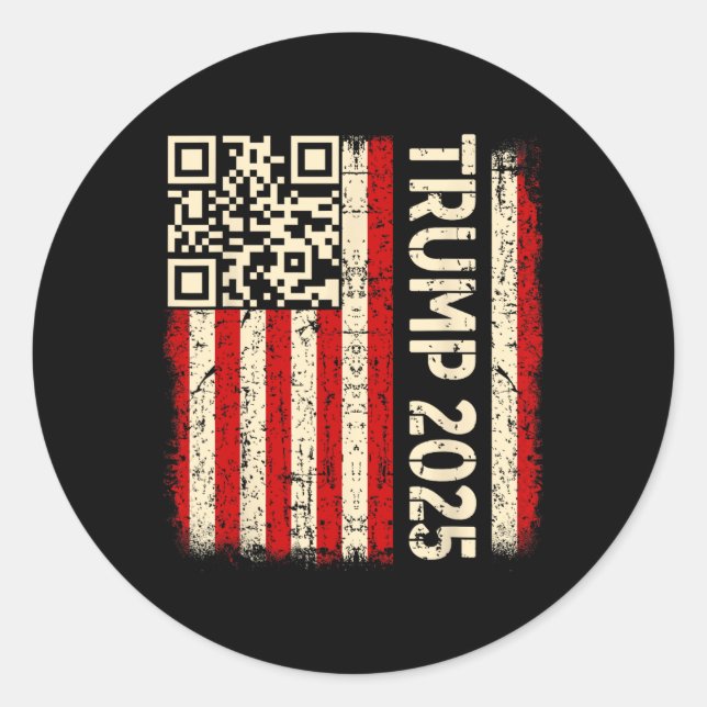 Sticker Rond Drôle Qr Donald Trump Dancing 4745 Code Vidéo (Devant)