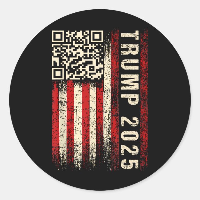 Sticker Rond Drôle Qr Donald Trump Dancing 4745 Code Vidéo (Devant)