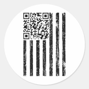 Sticker Rond Drôle Qr Scan Me Président Code de danse Usa Drape