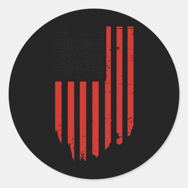 Sticker Rond Drôle Qr Trump Danser Code Danse Rouge Et Blanc (Devant)