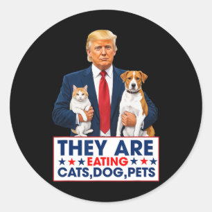 Sticker Rond Drôle qu'ils mangent les chiens les chats les anim
