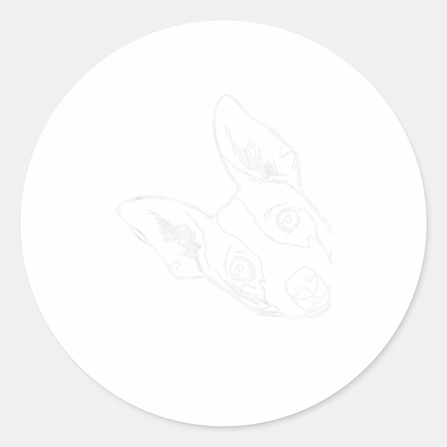 Sticker Rond Drôle Rat de Chien Terrier (Devant)