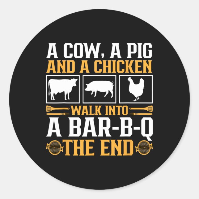 Sticker Rond Drôle Rbecue Bbq Joke Grill Lover Pitmaster Grilli (Devant)