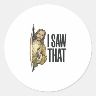 Sticker Rond Drôle Religieux J'ai Vu Ça Vintage
