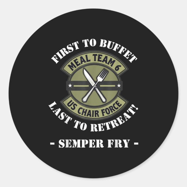 Sticker Rond Drôle Repas Équipe 6 Us Président Force Humour ali (Devant)