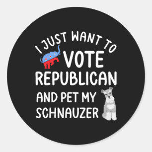 Sticker Rond Drôle Républicain Caresse Mon Schnauzer Électeur V