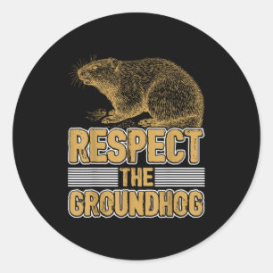 Sticker Rond Drôle Respecter La Marmotte Jour De La Marmotte Fe